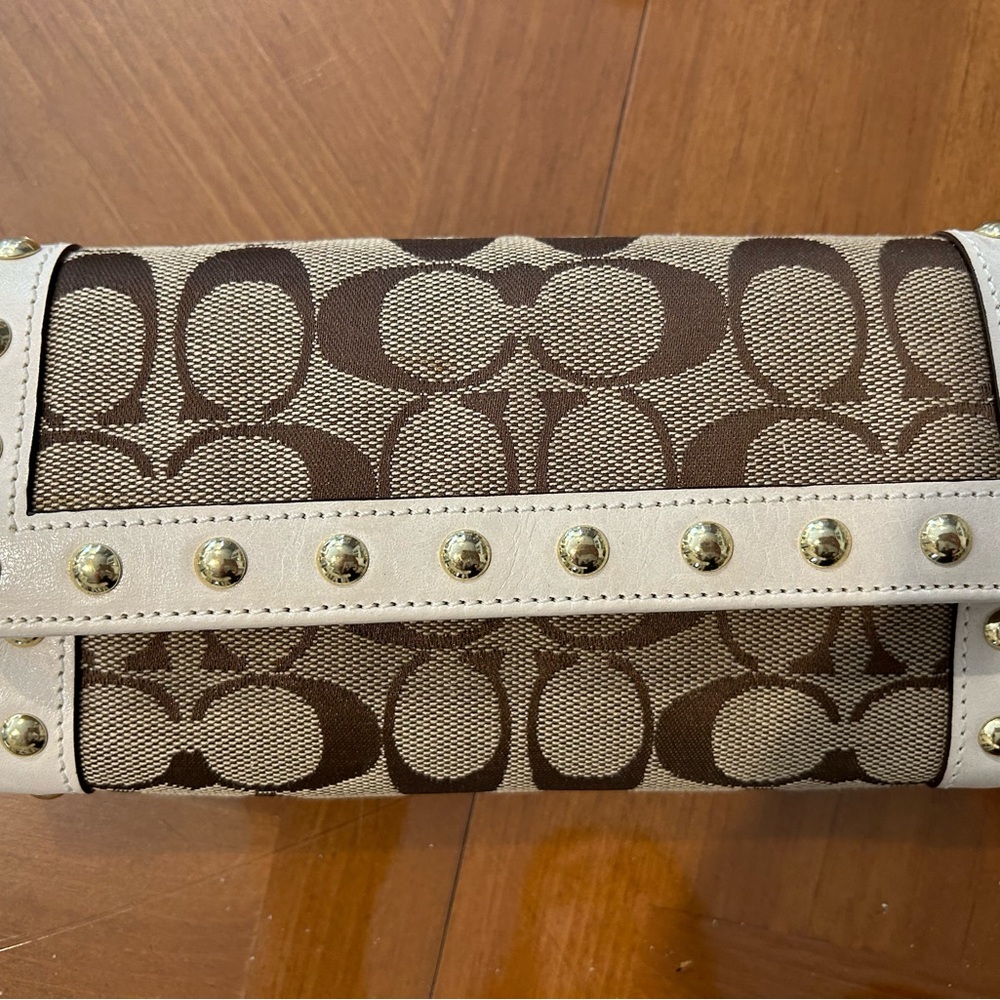 Coach Brown and Cream snap front wallet